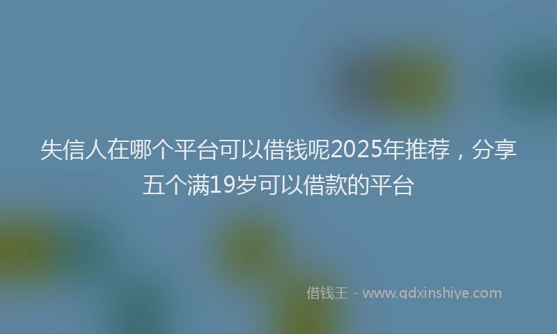失信人在哪个平台可以借钱呢2025年推荐，分享五个满19岁可以借款的平台