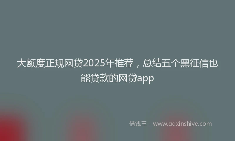 大额度正规网贷2025年推荐，总结五个黑征信也能贷款的网贷app