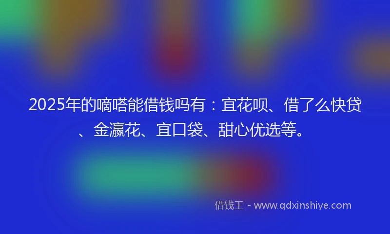 2025年的嘀嗒能借钱吗有：宜花呗、借了么快贷、金瀛花、宜口袋、甜心优选等。