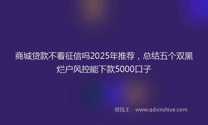 商城贷款不看征信吗2025年推荐，总结五个双黑烂户风控能下款5000口子