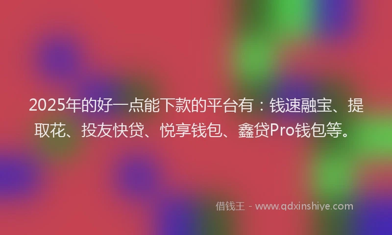 2025年的好一点能下款的平台有：钱速融宝、提取花、投友快贷、悦享钱包、鑫贷Pro钱包等。