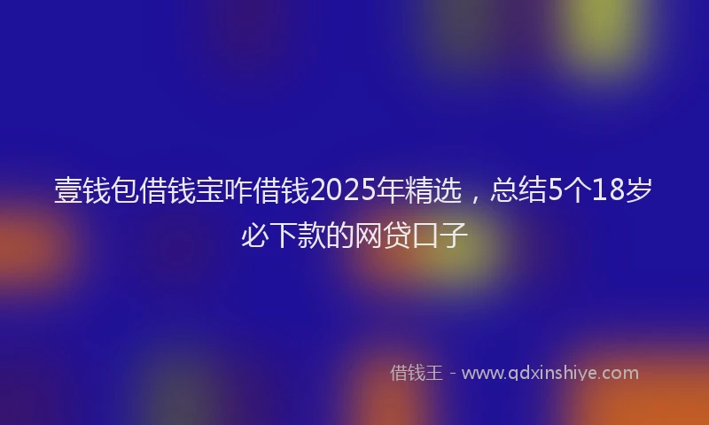 壹钱包借钱宝咋借钱2025年精选，总结5个18岁必下款的网贷口子