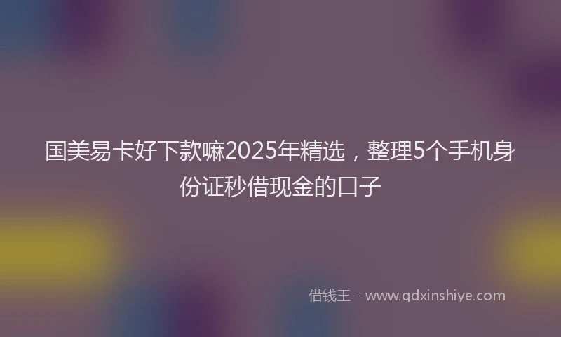 国美易卡好下款嘛2025年精选，整理5个手机身份证秒借现金的口子