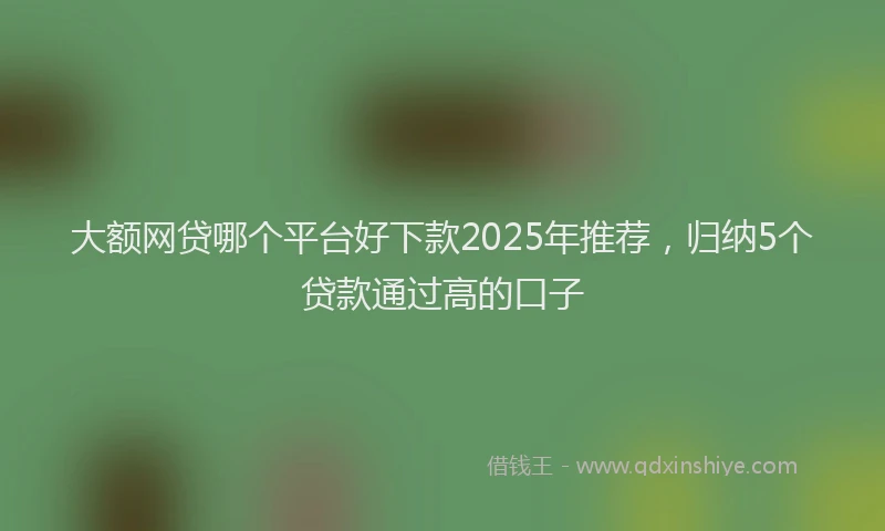 大额网贷哪个平台好下款2025年推荐，归纳5个贷款通过高的口子