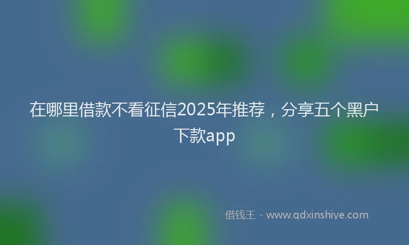 在哪里借款不看征信2025年推荐，分享五个黑户下款app
