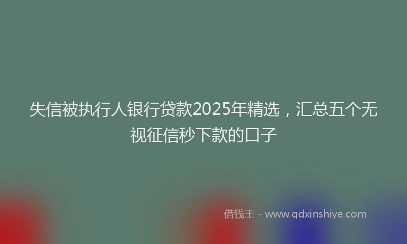 失信被执行人银行贷款2025年精选，汇总五个无视征信秒下款的口子
