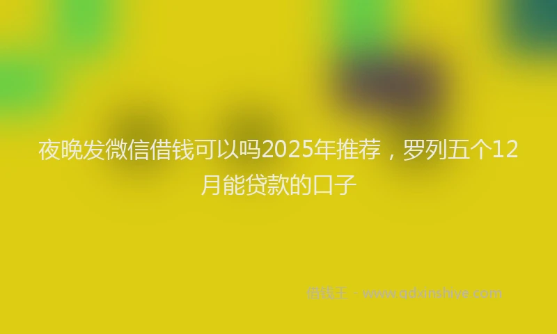 夜晚发微信借钱可以吗2025年推荐，罗列五个12月能贷款的口子