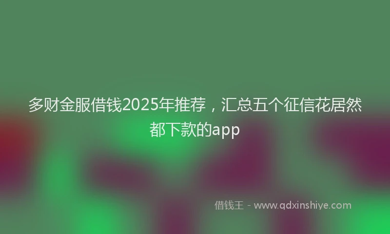 多财金服借钱2025年推荐，汇总五个征信花居然都下款的app