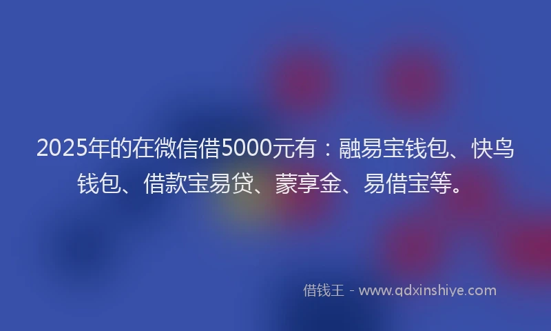 2025年的在微信借5000元有：融易宝钱包、快鸟钱包、借款宝易贷、蒙享金、易借宝等。