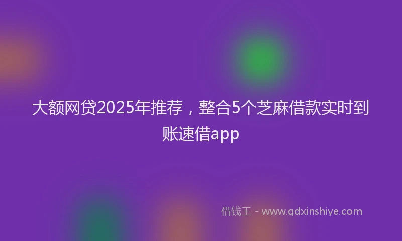 大额网贷2025年推荐，整合5个芝麻借款实时到账速借app