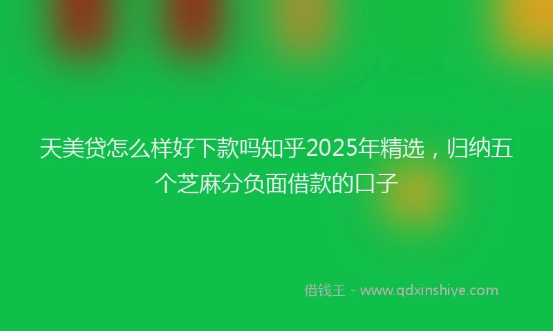 天美贷怎么样好下款吗知乎2025年精选，归纳五个芝麻分负面借款的口子