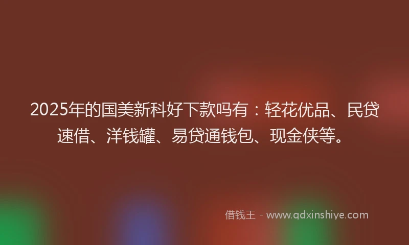 2025年的国美新科好下款吗有：轻花优品、民贷速借、洋钱罐、易贷通钱包、现金侠等。