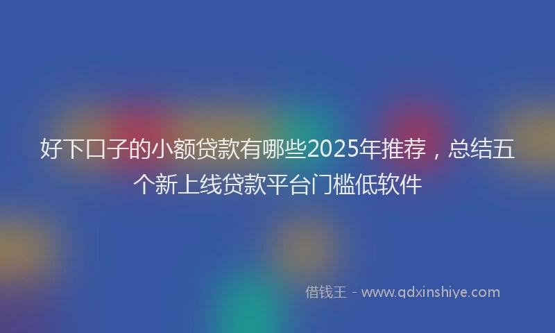 好下口子的小额贷款有哪些2025年推荐，总结五个新上线贷款平台门槛低软件