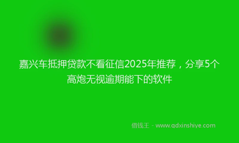 嘉兴车抵押贷款不看征信2025年推荐，分享5个高炮无视逾期能下的软件