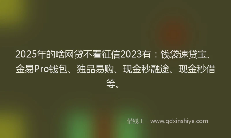 2025年的啥网贷不看征信2023有：钱袋速贷宝、金易Pro钱包、独品易购、现金秒融途、现金秒借等。