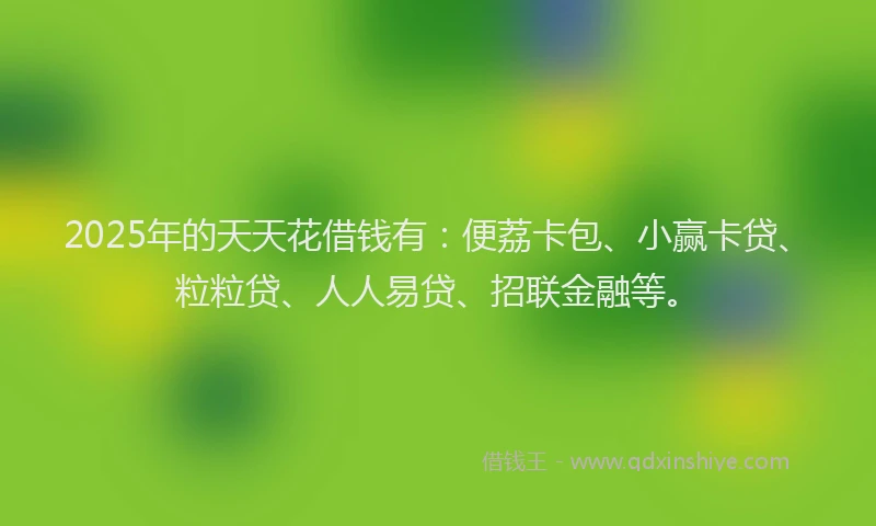 2025年的天天花借钱有：便荔卡包、小赢卡贷、粒粒贷、人人易贷、招联金融等。