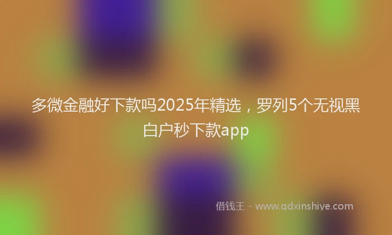 多微金融好下款吗2025年精选，罗列5个无视黑白户秒下款app