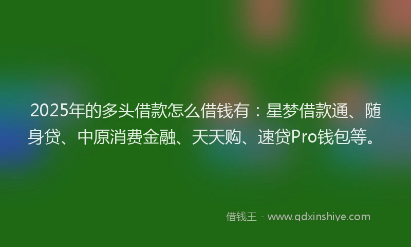 2025年的多头借款怎么借钱有：星梦借款通、随身贷、中原消费金融、天天购、速贷Pro钱包等。