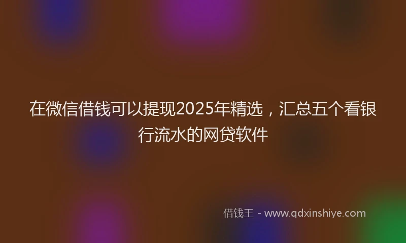 在微信借钱可以提现2025年精选，汇总五个看银行流水的网贷软件