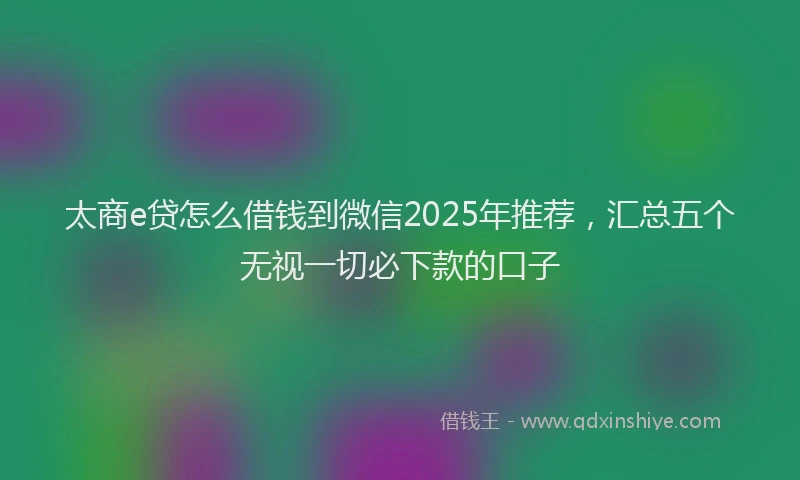 太商e贷怎么借钱到微信2025年推荐，汇总五个无视一切必下款的口子