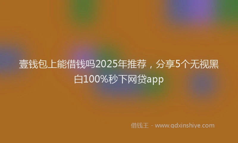 壹钱包上能借钱吗2025年推荐，分享5个无视黑白100%秒下网贷app