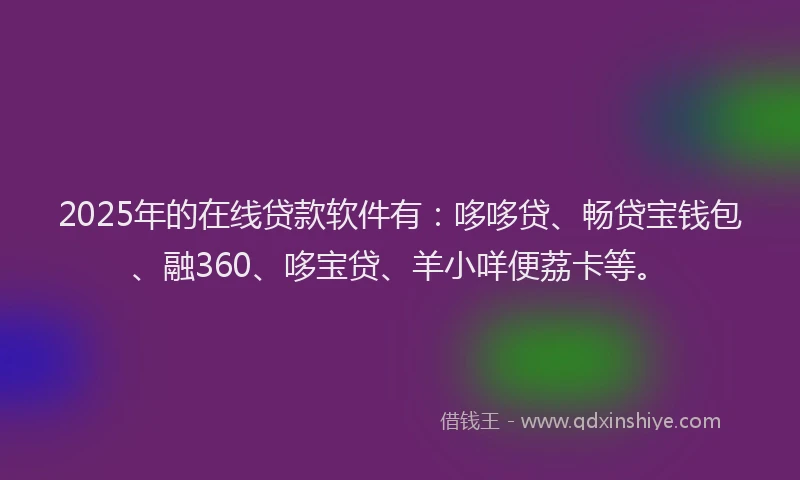2025年的在线贷款软件有：哆哆贷、畅贷宝钱包、融360、哆宝贷、羊小咩便荔卡等。