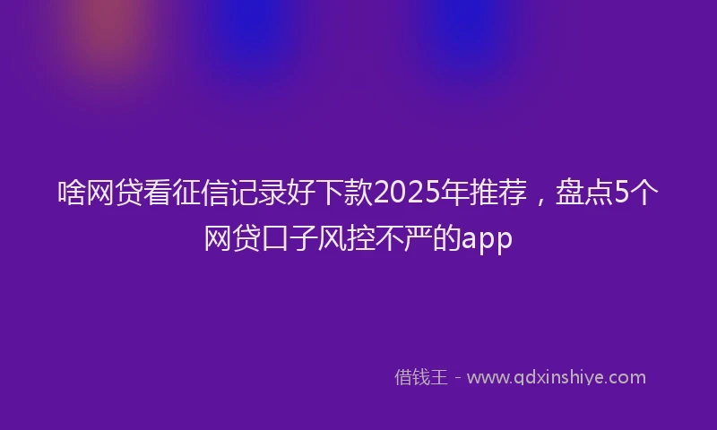 啥网贷看征信记录好下款2025年推荐，盘点5个网贷口子风控不严的app