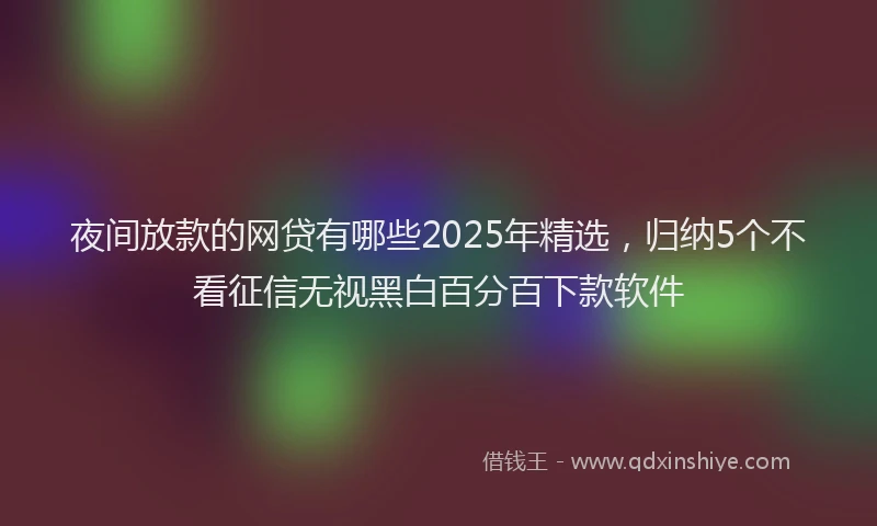夜间放款的网贷有哪些2025年精选，归纳5个不看征信无视黑白百分百下款软件