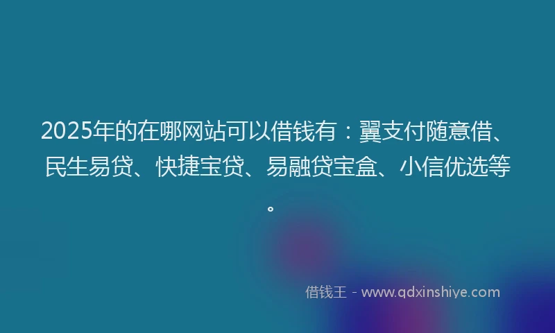 2025年的在哪网站可以借钱有：翼支付随意借、民生易贷、快捷宝贷、易融贷宝盒、小信优选等。