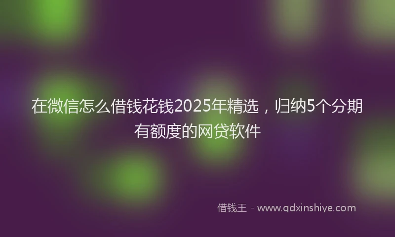 在微信怎么借钱花钱2025年精选，归纳5个分期有额度的网贷软件