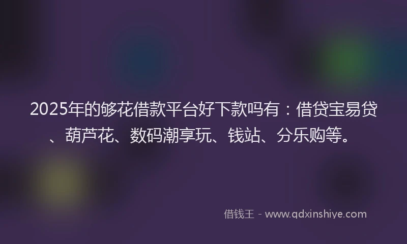 2025年的够花借款平台好下款吗有：借贷宝易贷、葫芦花、数码潮享玩、钱站、分乐购等。