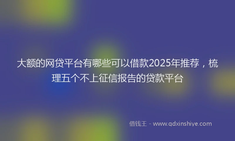大额的网贷平台有哪些可以借款2025年推荐，梳理五个不上征信报告的贷款平台