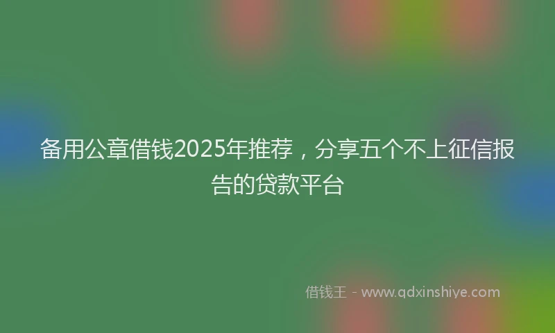 备用公章借钱2025年推荐，分享五个不上征信报告的贷款平台