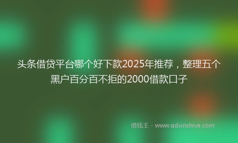 头条借贷平台哪个好下款2025年推荐，整理五个黑户百分百不拒的2000借款口子