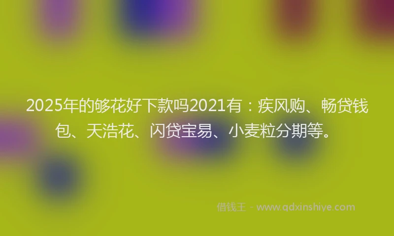 2025年的够花好下款吗2021有：疾风购、畅贷钱包、天浩花、闪贷宝易、小麦粒分期等。