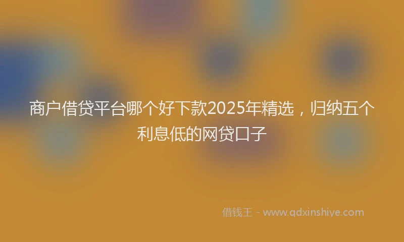 商户借贷平台哪个好下款2025年精选，归纳五个利息低的网贷口子