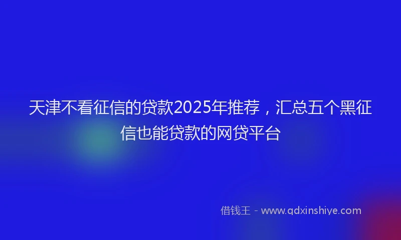 天津不看征信的贷款2025年推荐,汇总五个黑征信也能贷款的网贷平台