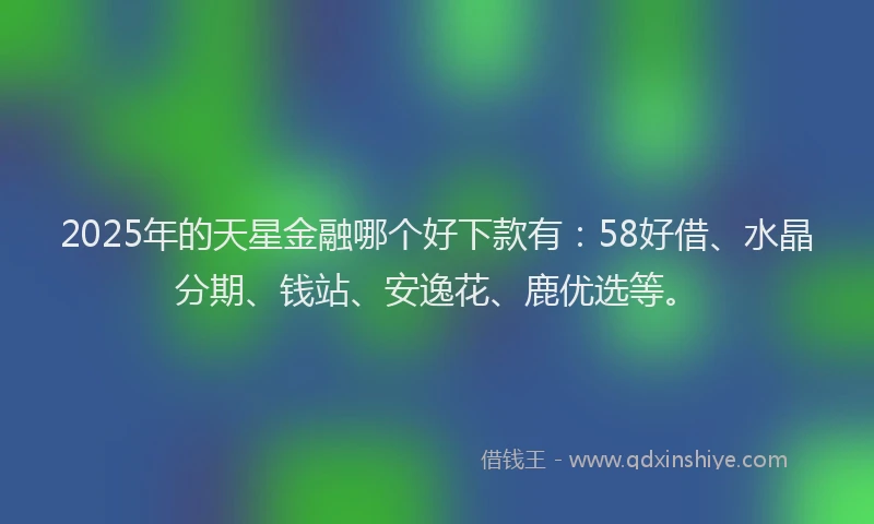 2025年的天星金融哪个好下款有：58好借、水晶分期、钱站、安逸花、鹿优选等。