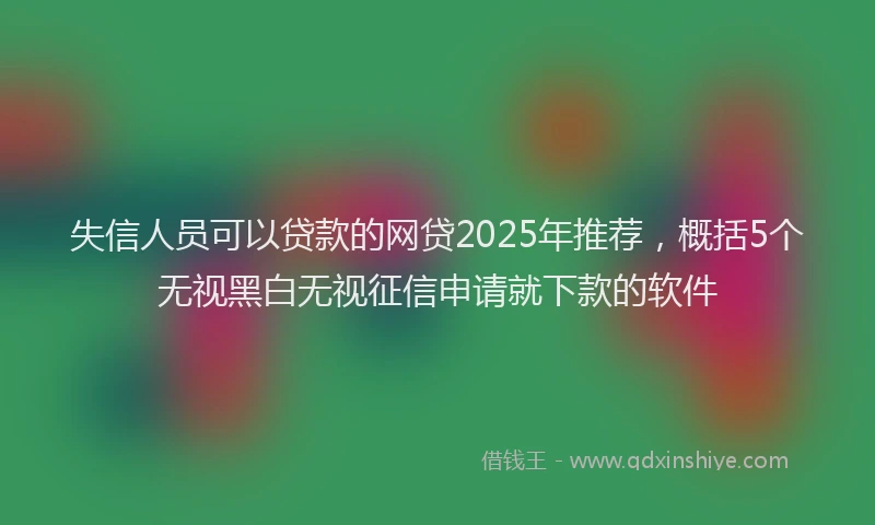 失信人员可以贷款的网贷2025年推荐，概括5个无视黑白无视征信申请就下款的软件