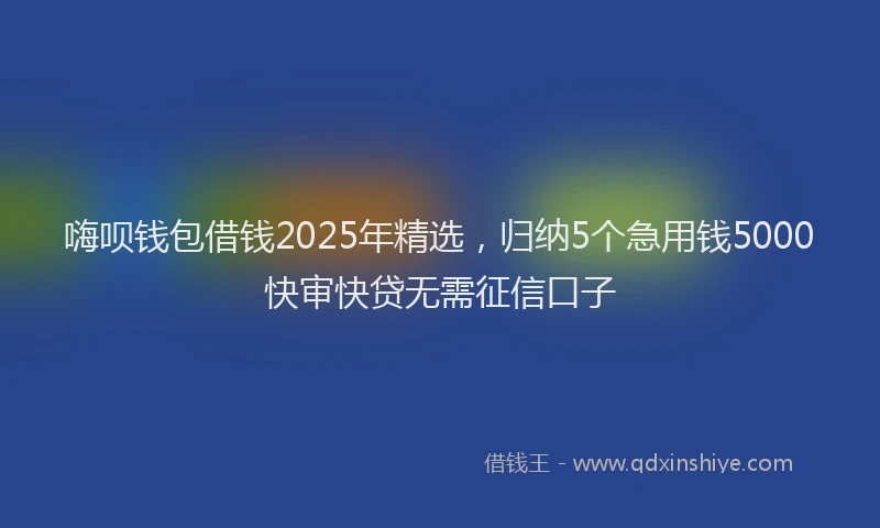 嗨呗钱包借钱2025年精选，归纳5个急用钱5000快审快贷无需征信口子