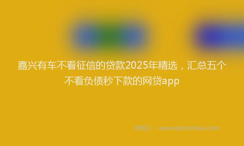 嘉兴有车不看征信的贷款2025年精选，汇总五个不看负债秒下款的网贷app