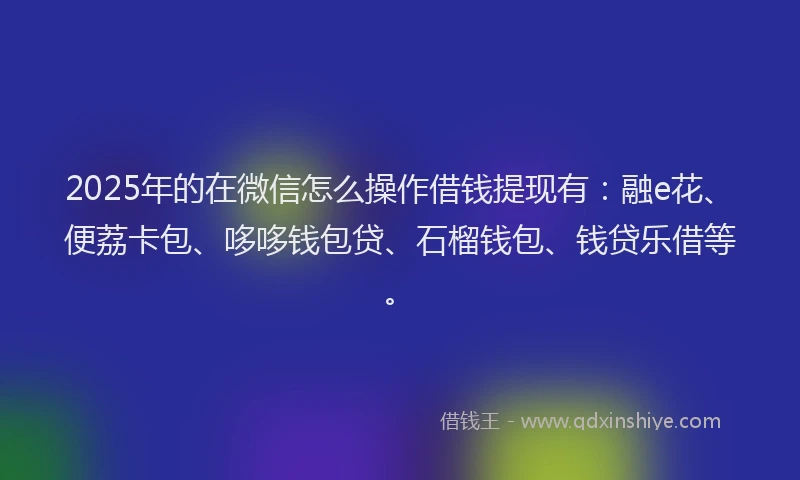 2025年的在微信怎么操作借钱提现有：融e花、便荔卡包、哆哆钱包贷、石榴钱包、钱贷乐借等。