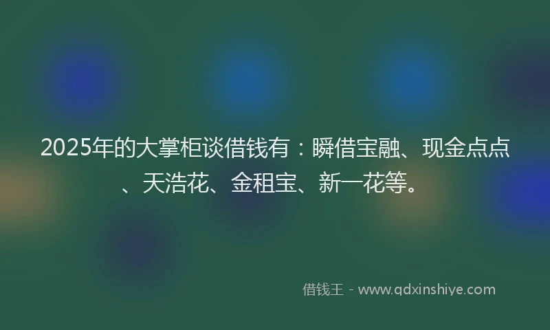 2025年的大掌柜谈借钱有：瞬借宝融、现金点点、天浩花、金租宝、新一花等。