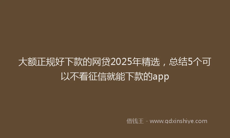 大额正规好下款的网贷2025年精选，总结5个可以不看征信就能下款的app
