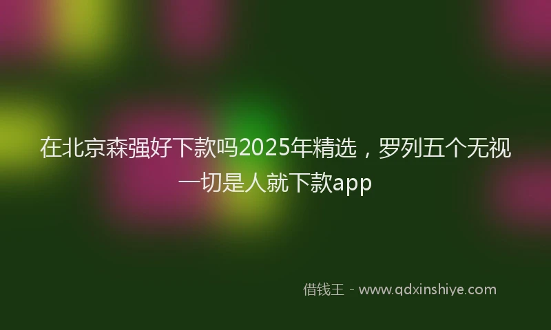 在北京森强好下款吗2025年精选，罗列五个无视一切是人就下款app
