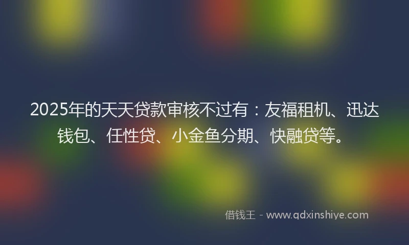 2025年的天天贷款审核不过有：友福租机、迅达钱包、任性贷、小金鱼分期、快融贷等。