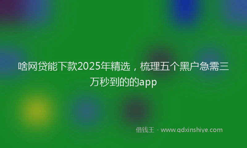 啥网贷能下款2025年精选，梳理五个黑户急需三万秒到的的app