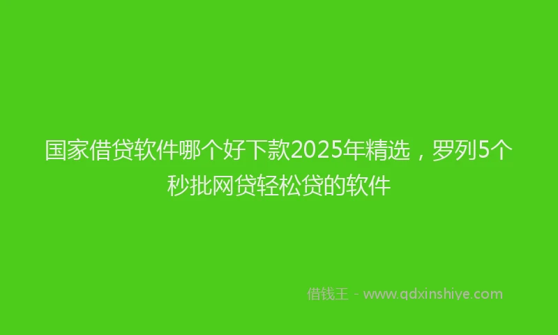 国家借贷软件哪个好下款2025年精选，罗列5个秒批网贷轻松贷的软件