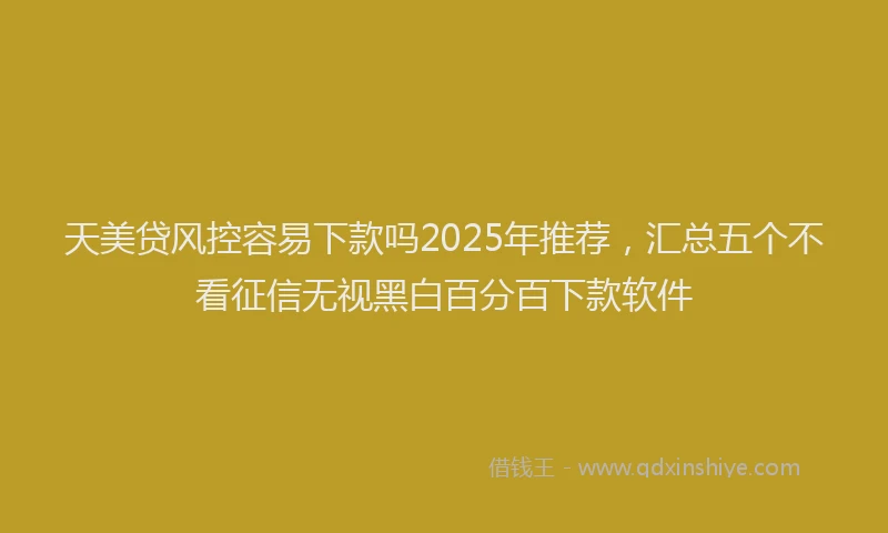 天美贷风控容易下款吗2025年推荐，汇总五个不看征信无视黑白百分百下款软件