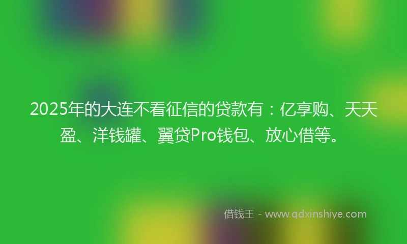 2025年的大连不看征信的贷款有：亿享购、天天盈、洋钱罐、翼贷Pro钱包、放心借等。